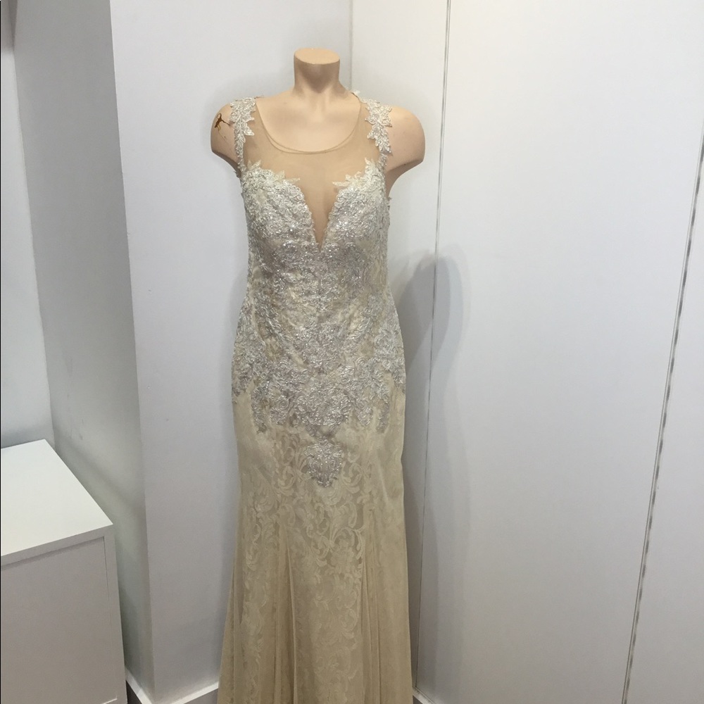brand new illusion ivory gown